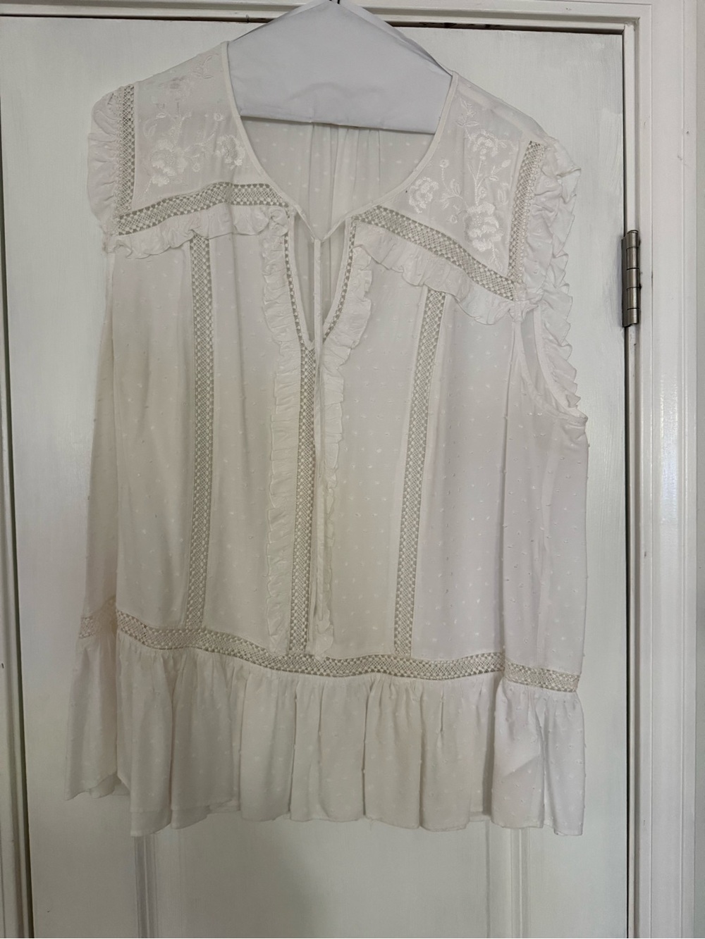 kate spade Ivory Ruffled Sleeveless Blouse